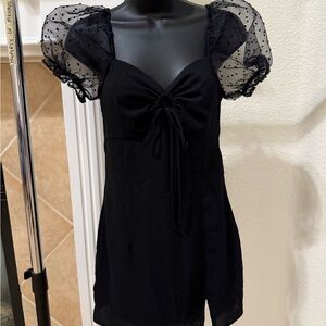 Lucy in the Sky Black Dress with Sheer Sleeves